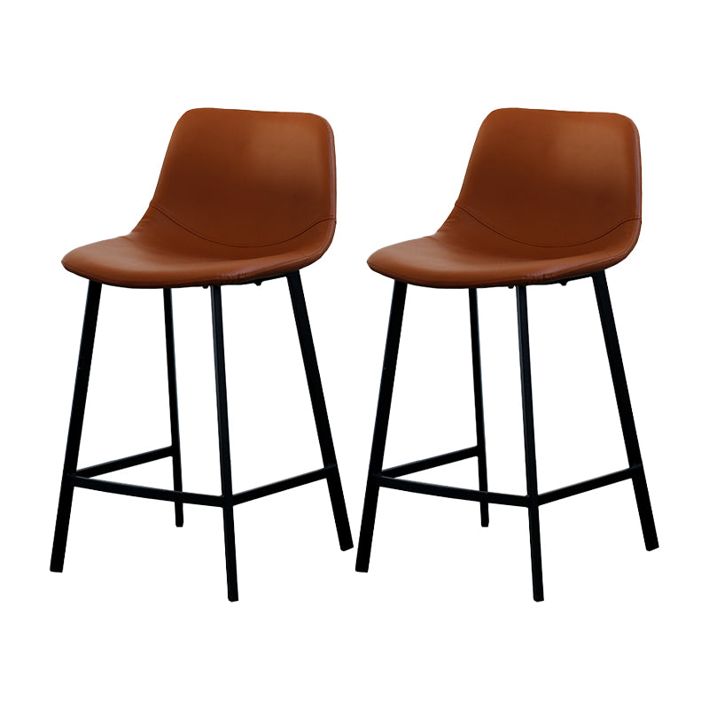 Contemporary Mental Leather Bar Stools Indoor Barstool with Iron Legs and Low Back