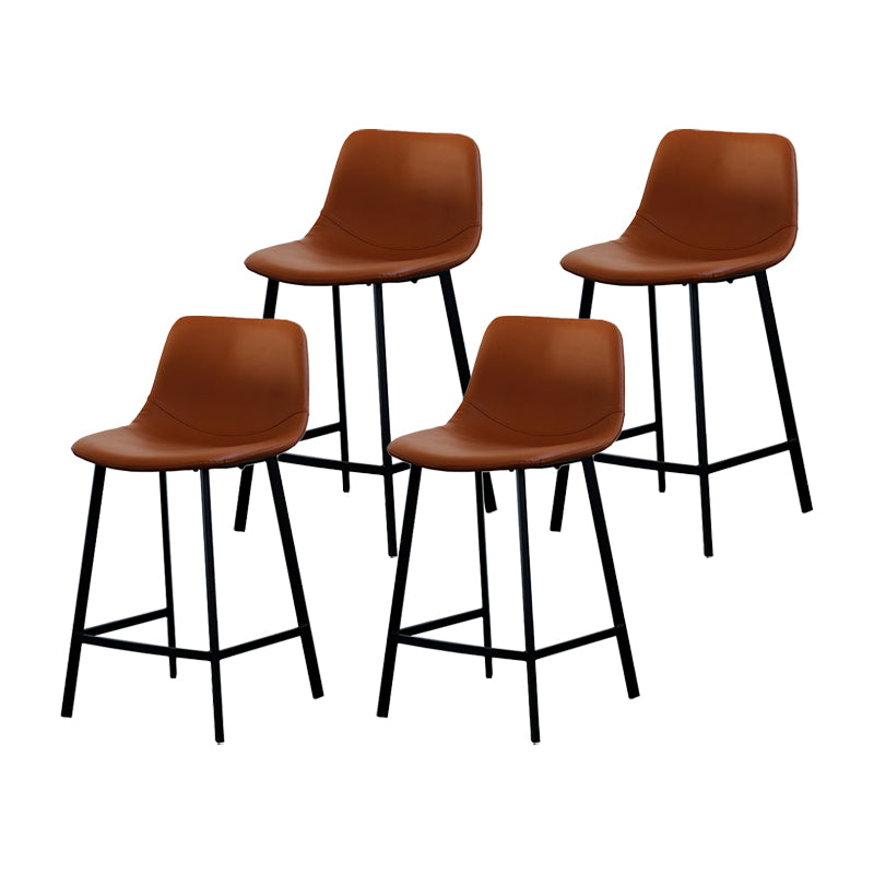 Contemporary Mental Leather Bar Stools Indoor Barstool with Iron Legs and Low Back