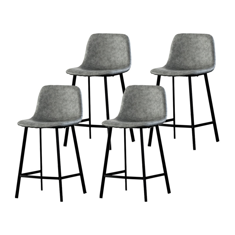 Contemporary Mental Leather Bar Stools Indoor Barstool with Iron Legs and Low Back