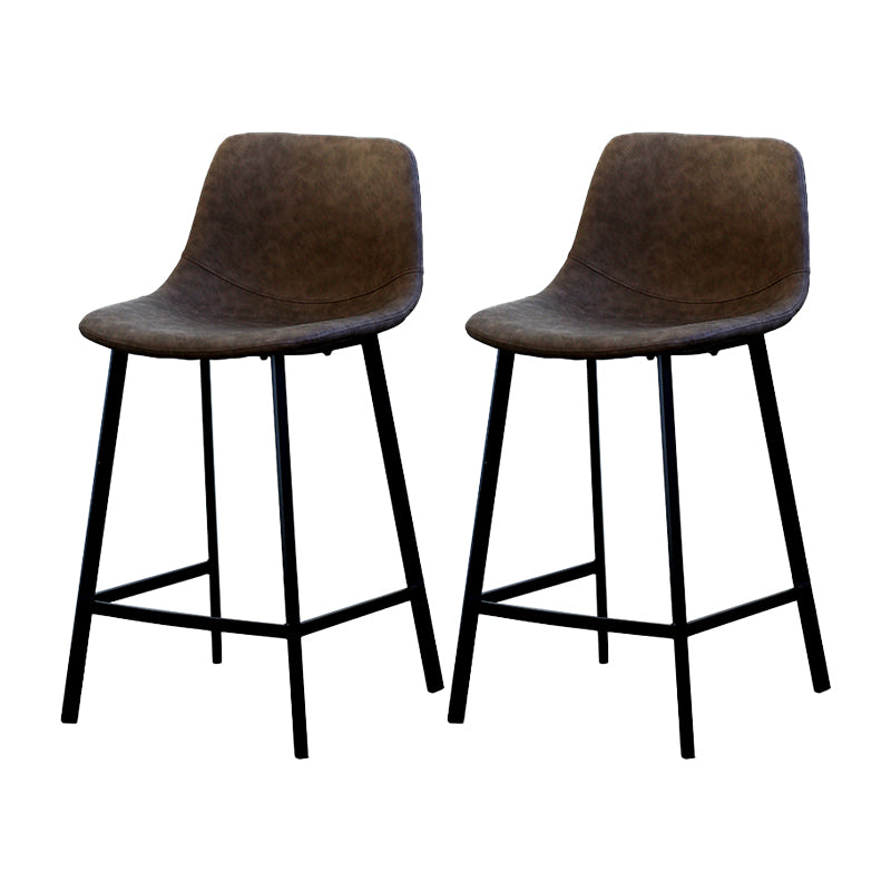Contemporary Mental Leather Bar Stools Indoor Barstool with Iron Legs and Low Back