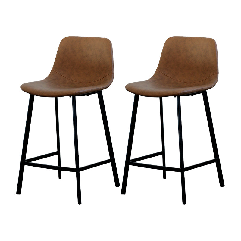 Contemporary Mental Leather Bar Stools Indoor Barstool with Iron Legs and Low Back