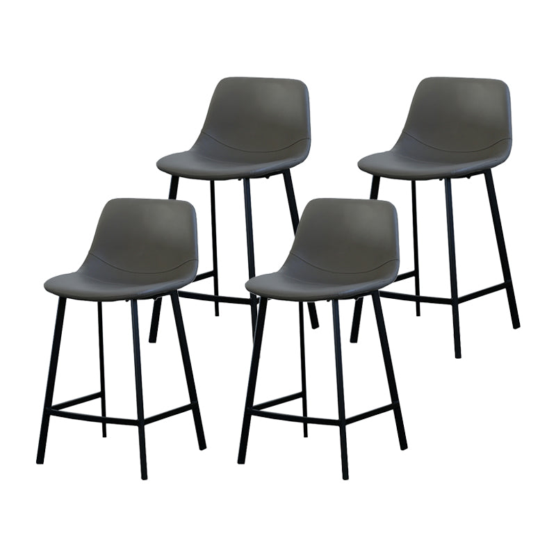 Contemporary Mental Leather Bar Stools Indoor Barstool with Iron Legs and Low Back