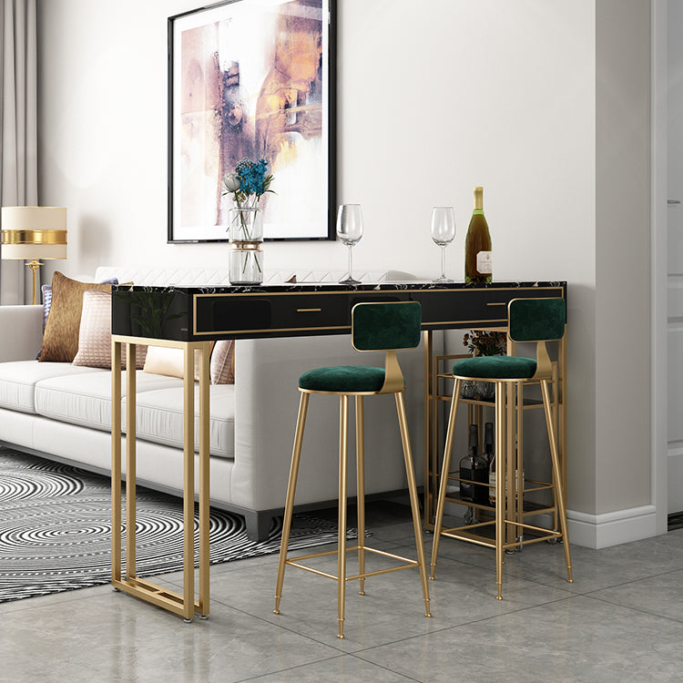 Glam Gold Metal Bar Height Pub Table Rectangle Sled Pub Height Dining Table