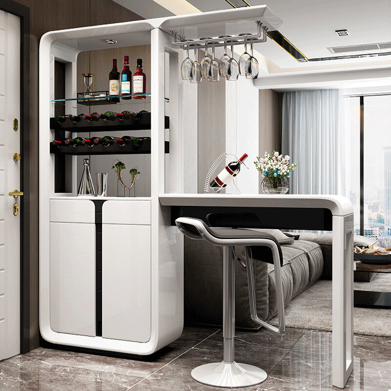 Mesa de barra laminada blanca glamorosa 39.3 "H Mesa de bistro con portavasos, solo mesa