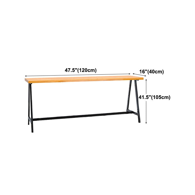 Dining Room Rectangle Wood Top Counter Table Metal Black Legs Industrial Bar Table