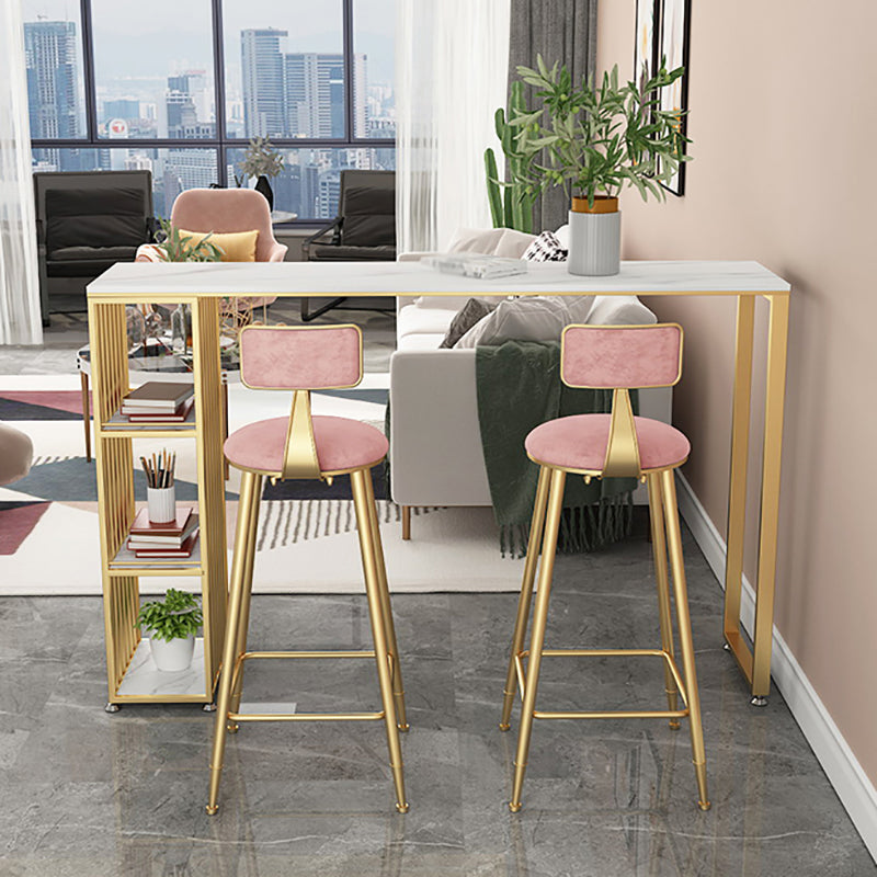 Tavolo da bar per pub in pietra rettangolo glam tavolo da pranzo a doppio piedistallo con 3 scaffali