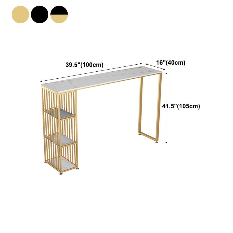 Tavolo da bar per pub in pietra rettangolo glam tavolo da pranzo a doppio piedistallo con 3 scaffali