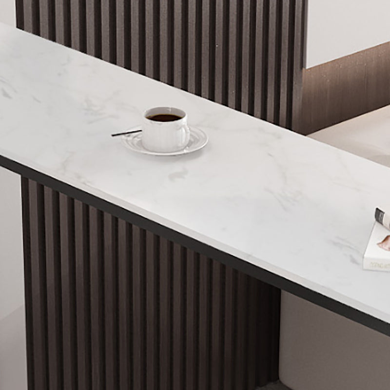 Mesa de barra de pub de pub de mármol con rectángulo glamoroso de la barra de hierro con pedestal de caballete