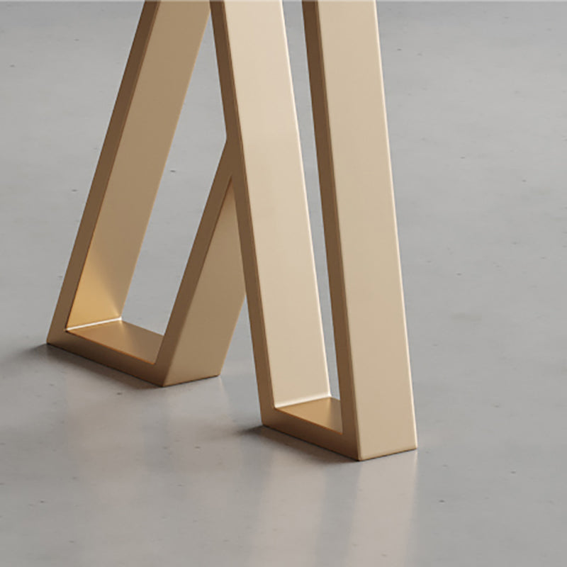 Mesa de barra de pub faux faux de rectángulo glamorial mesa de barra de hierro dorada con pedestal doble