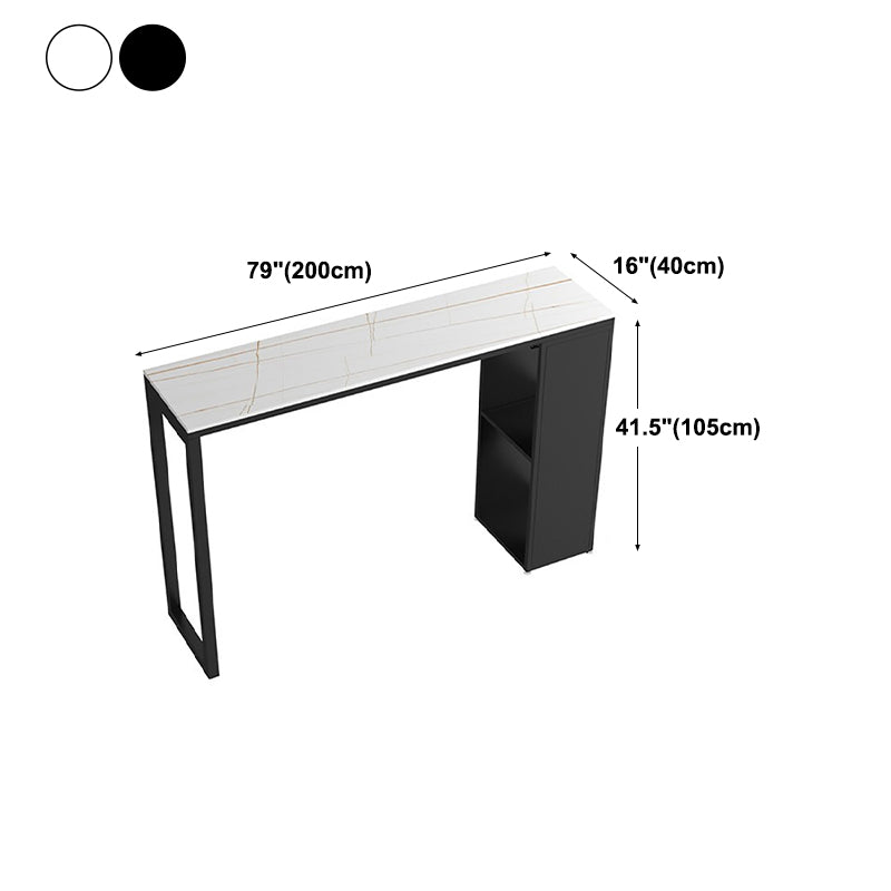 Tavolo da bar per pub per interni in pietra industriale tavolo da pranzo a doppio piedistallo con 2 scaffali