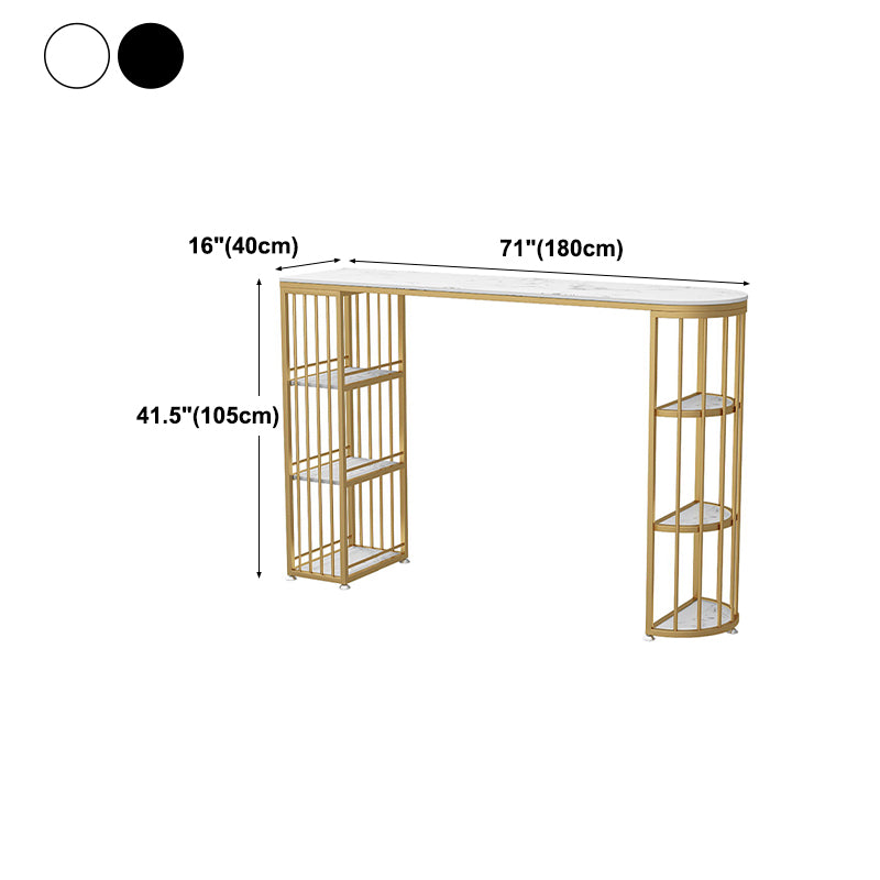 Tavolo da bar per pub in marmo in finto glam tavolo da pranzo a doppio piedistallo in ferro con 6 scaffali