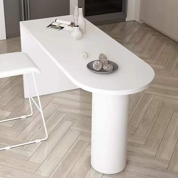 Industrial White Iron Bar Table Wood Specialty Top 41.3"H Bistro Table