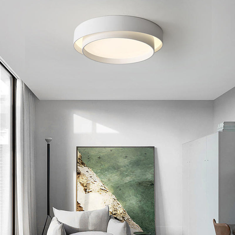Modern Simplicity LED Ceiling Light Lacquered Iron Circular Flush Mount with Acrylic Shade