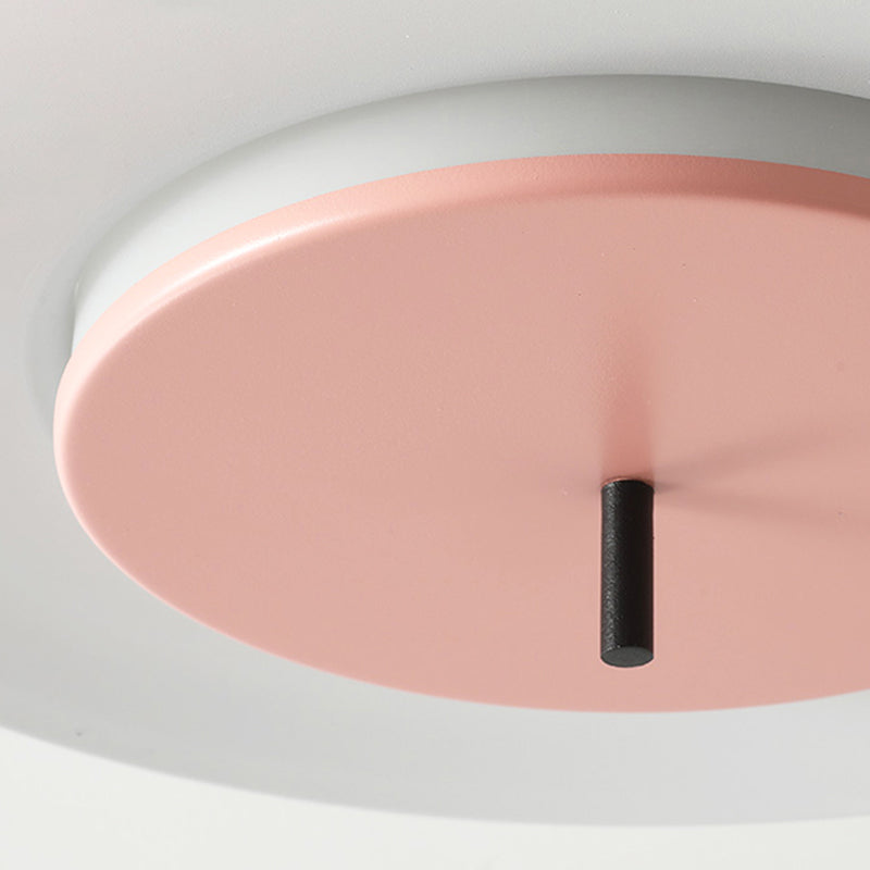 Acrylic Circular LED Ceiling Fixture in Modern Nordic Style Lacquered Iron Macaroon Flush Mount