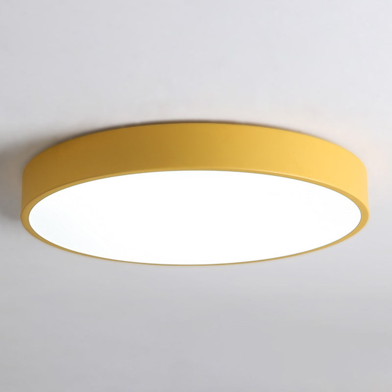 Round Shape LED Ceiling Lamp Macaroon Modern Iron 1 Light Flush Mount for Aisle Balcony