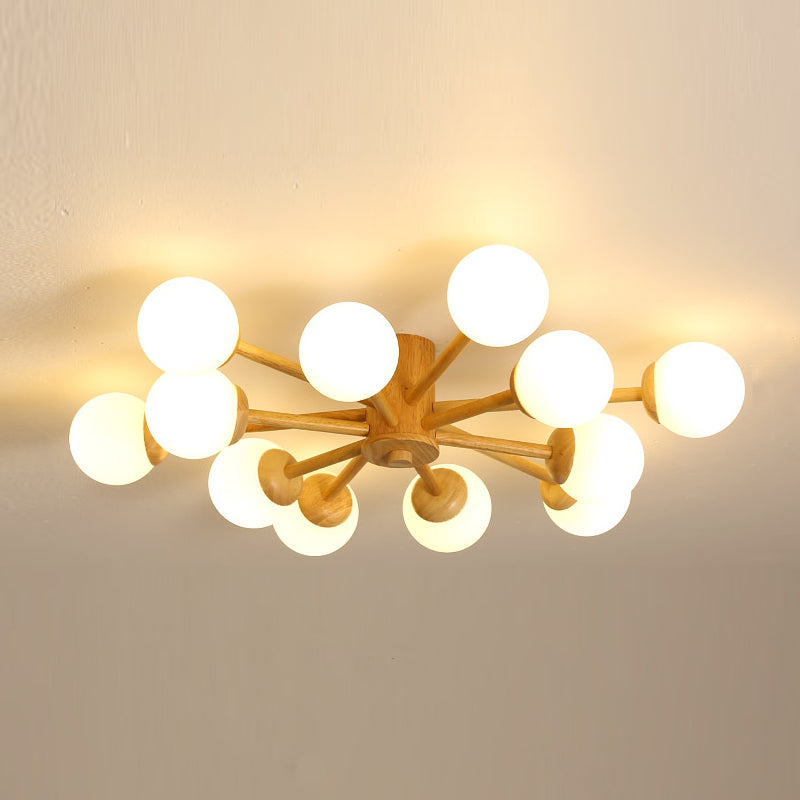 Globe Glass Semi Flush Mount in Modern Simplicity Wooden Indoor Ceiling Fixture