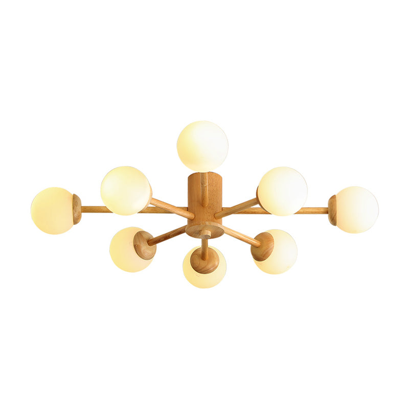 Globe Glass Semi Flush Mount in Modern Simplicity Wooden Indoor Ceiling Fixture