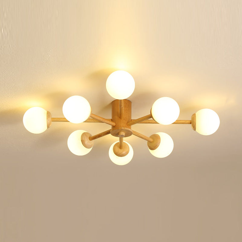 Globe Glass Semi Flush Mount in Modern Simplicity Wooden Indoor Ceiling Fixture