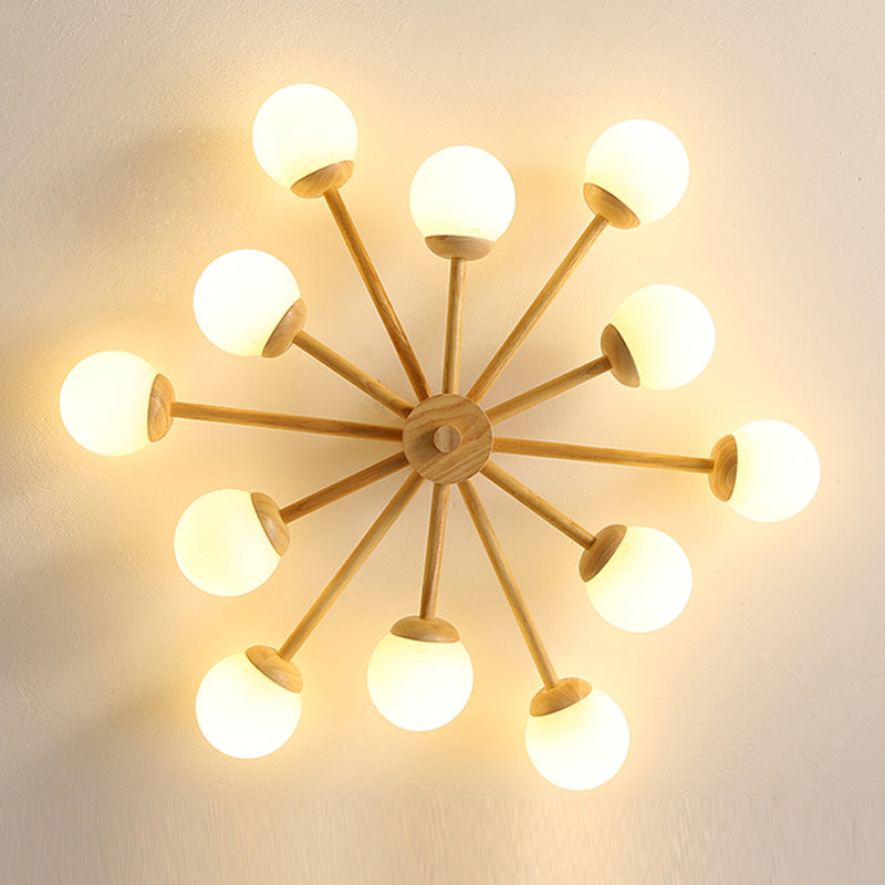 Globe Glass Semi Flush Mount in Modern Simplicity Wooden Indoor Ceiling Fixture