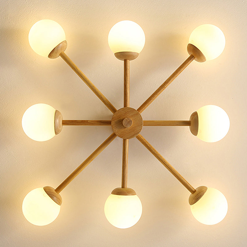 Globe Glass Semi Flush Mount in Modern Simplicity Wooden Indoor Ceiling Fixture
