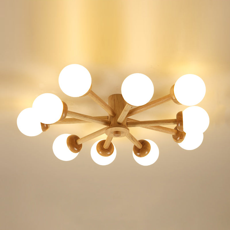 Globe Glass Semi Flush Mount in Modern Simplicity Wooden Indoor Ceiling Fixture