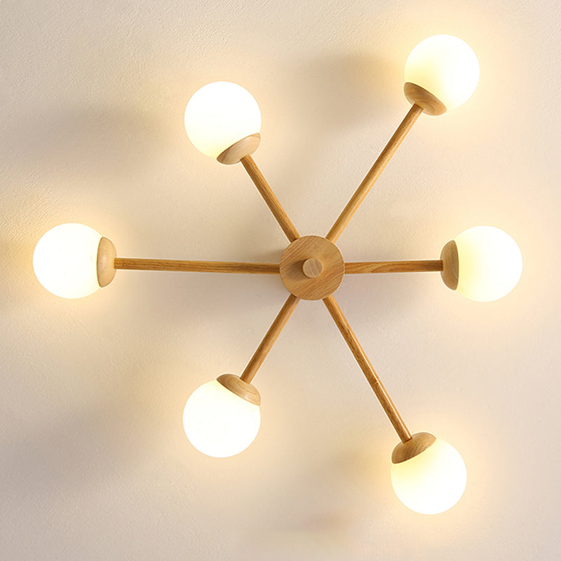 Globe Glass Semi Flush Mount in Modern Simplicity Wooden Indoor Ceiling Fixture