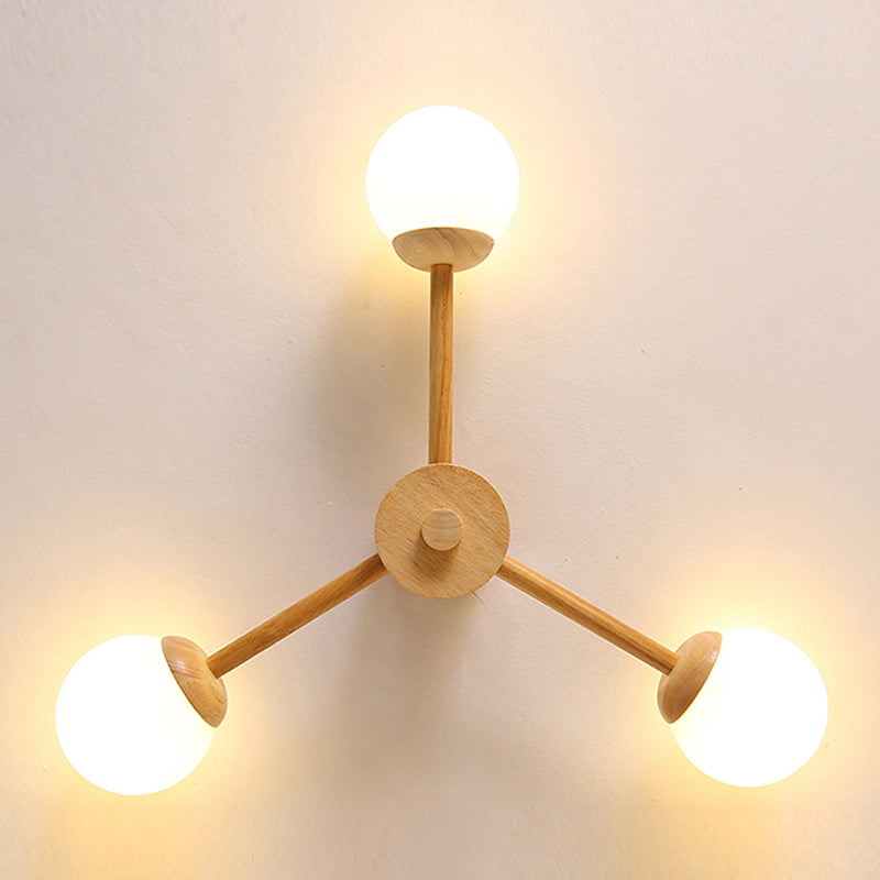 Globe Glass Semi Flush Mount in Modern Simplicity Wooden Indoor Ceiling Fixture