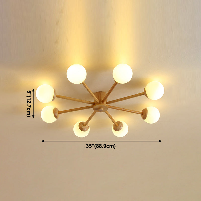 Globe Glass Semi Flush Mount in Modern Simplicity Wooden Indoor Ceiling Fixture