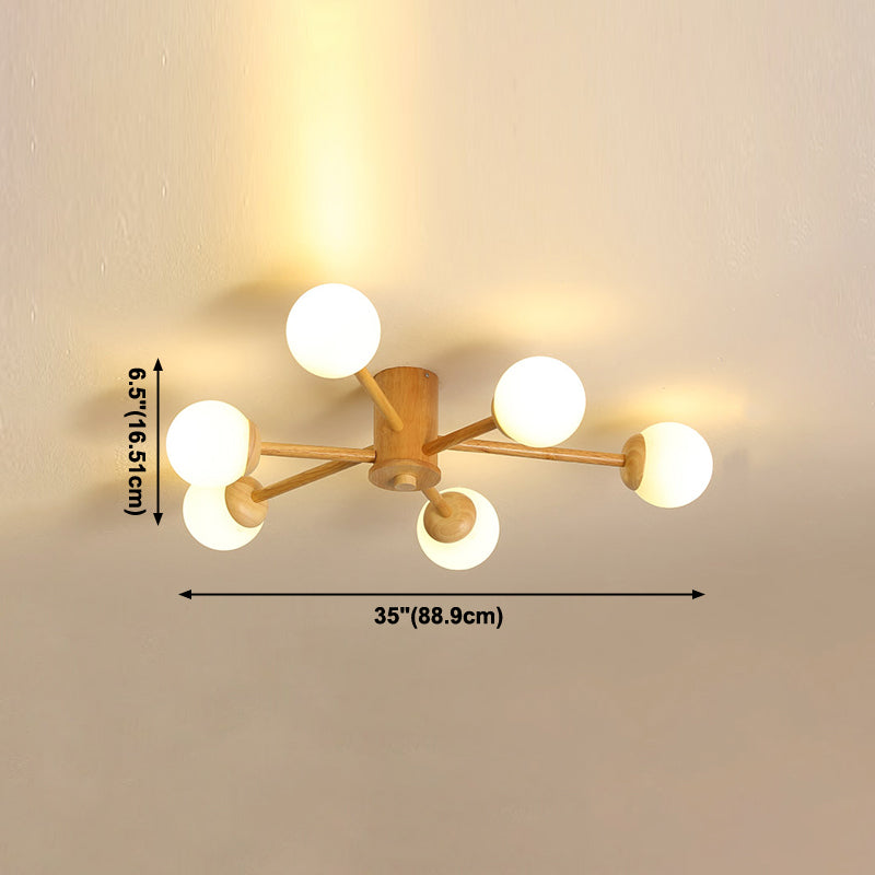 Globe Glass Semi Flush Mount in Modern Simplicity Wooden Indoor Ceiling Fixture