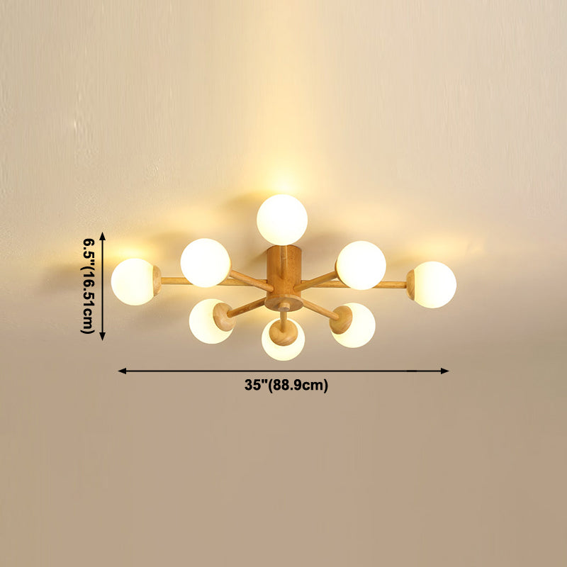 Globe Glass Semi Flush Mount in Modern Simplicity Wooden Indoor Ceiling Fixture