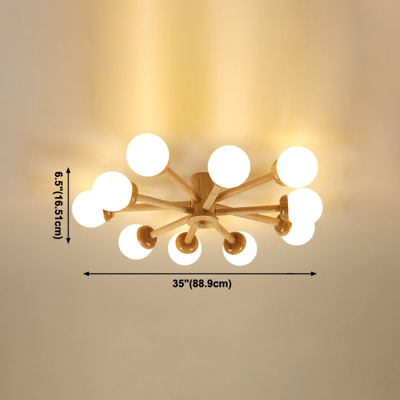Globe Glass Semi Flush Mount in Modern Simplicity Wooden Indoor Ceiling Fixture