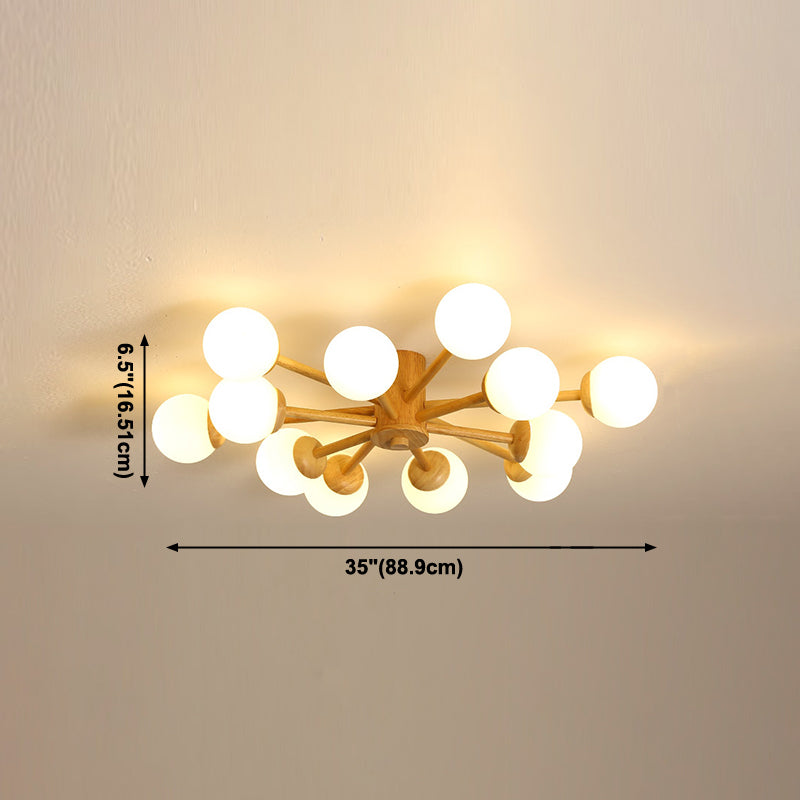Globe Glass Semi Flush Mount in Modern Simplicity Wooden Indoor Ceiling Fixture