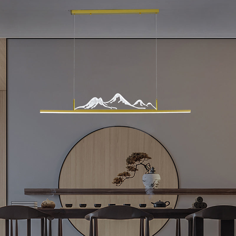 Luz de metal lineal lámpara de luz contemporánea 1 luz colgante de cocina ligera