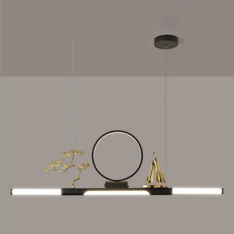 Modernas luces colgantes de la sala de té lineal de la isla de metal lámparas