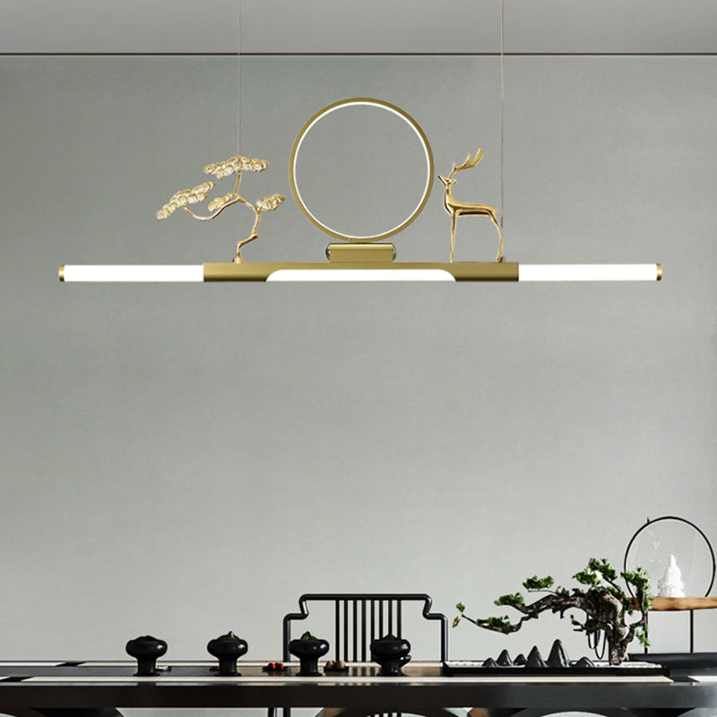 Modernas luces colgantes de la sala de té lineal de la isla de metal lámparas