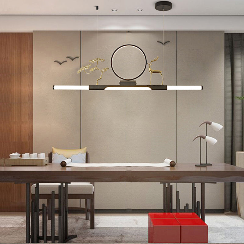 Modernas luces colgantes de la sala de té lineal de la isla de metal lámparas
