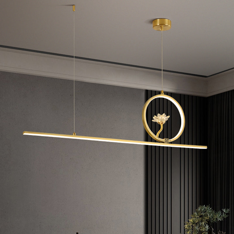 Luminaires de l'île linéaire Métalme moderne 2- Éclairage de l'île à thé léger