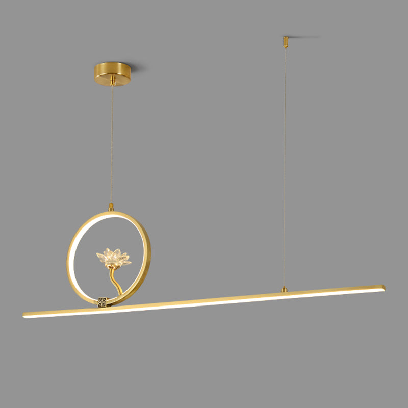 Luminaires de l'île linéaire Métalme moderne 2- Éclairage de l'île à thé léger