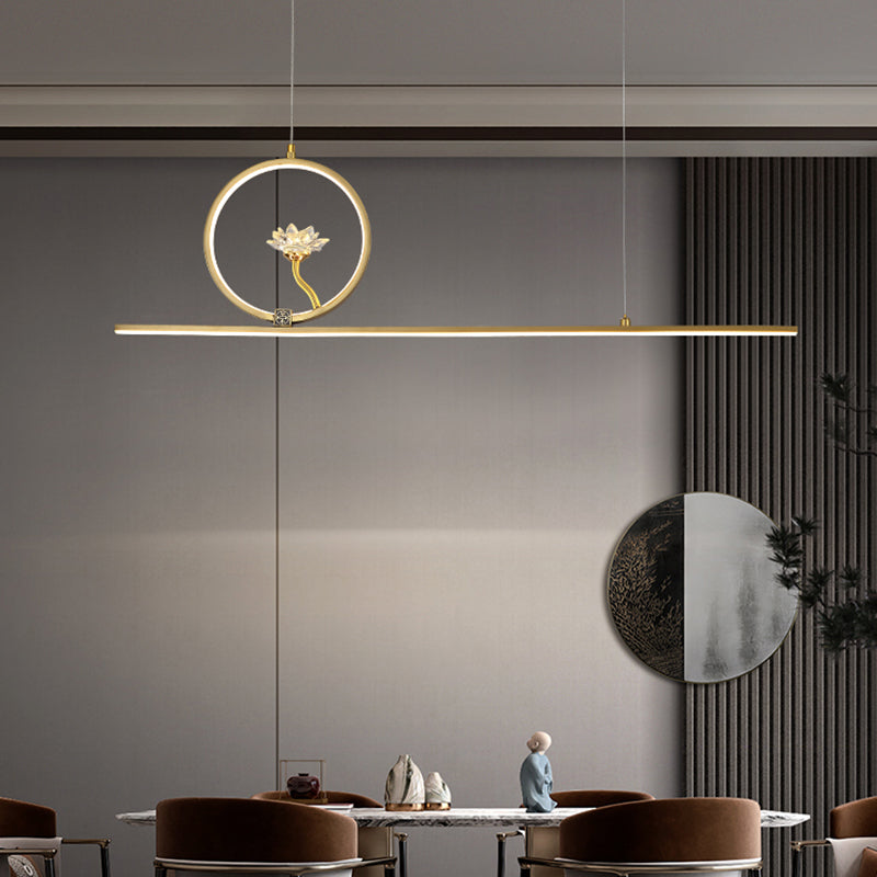 Luminaires de l'île linéaire Métalme moderne 2- Éclairage de l'île à thé léger