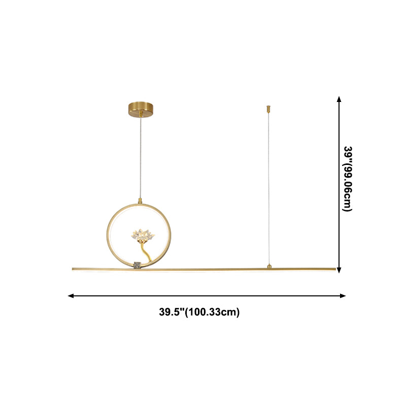 Luminaires de l'île linéaire Métalme moderne 2- Éclairage de l'île à thé léger