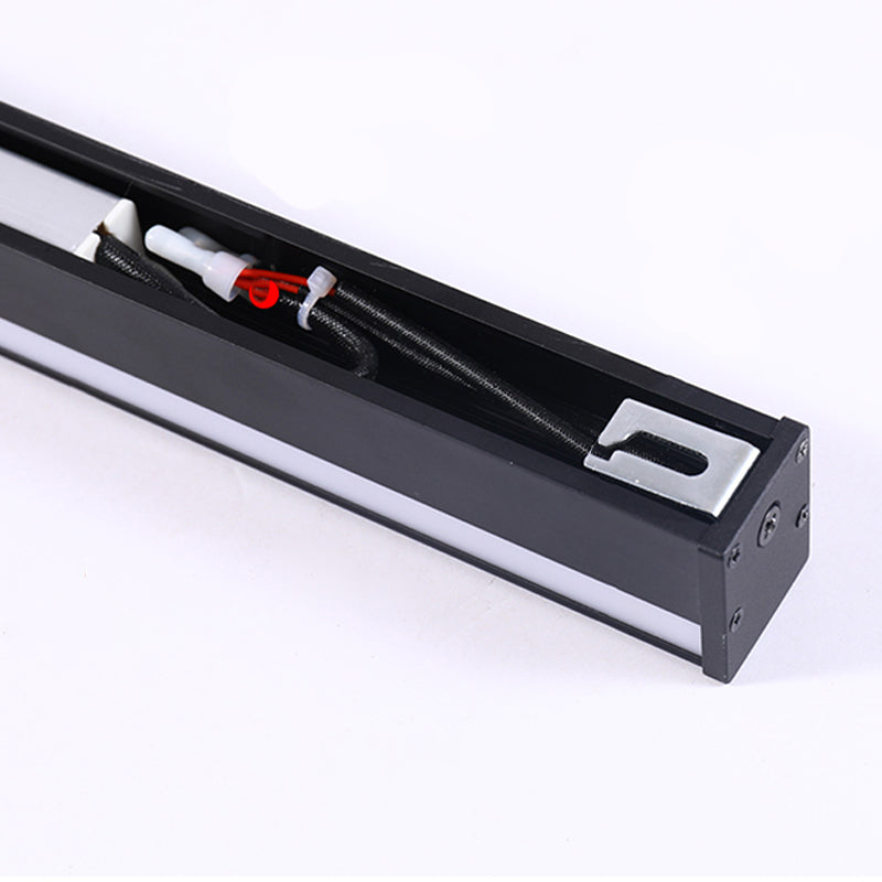 1 Light Linear Shape Wall Light Modern Style Metal Wall Sconce Lighting in Black