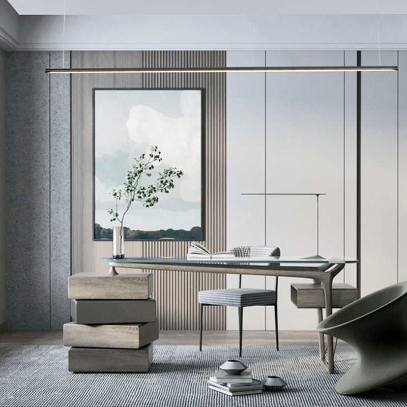 1 Light Linear Island Lightture Modernism Metal Island Pendants Lights for Office