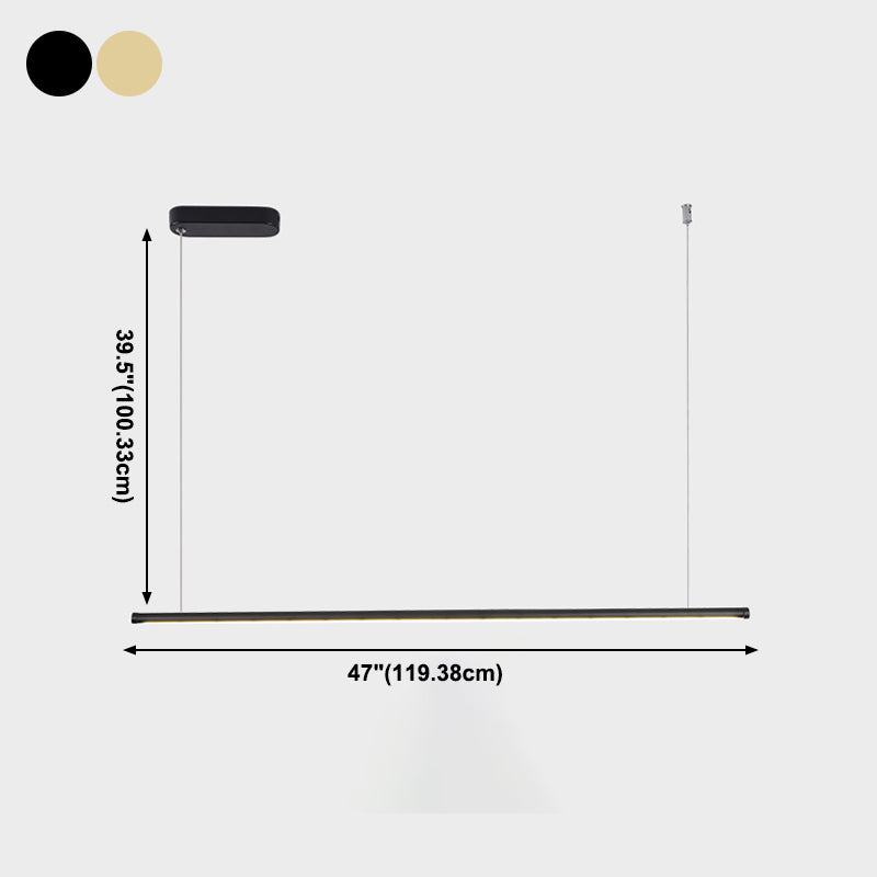 1 Light Linear Island Lightture Modernism Metal Island Pendants Lights for Office