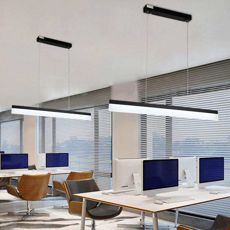 1 Light Linear Island Light Fixture Modernism Metal Island Pendant Lights in Black