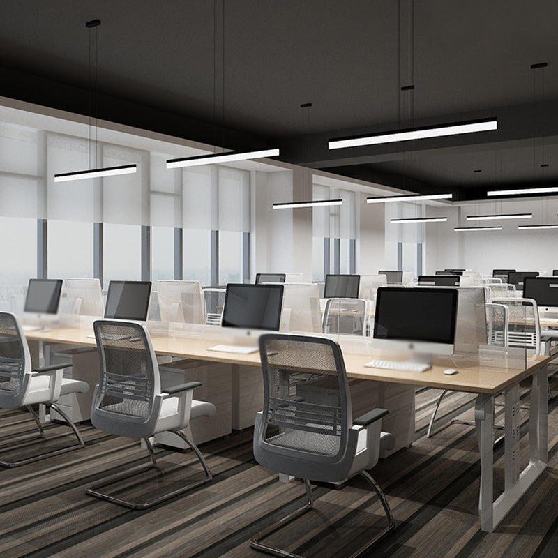 1 Light Linear Island Light Fixture Modernism Metal Island Pendant Lights in Black