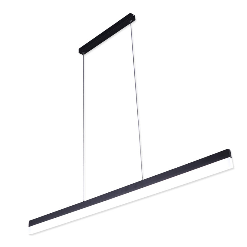 1 Light Linear Island Light Fixture Modernism Metal Island Pendant Lights in Black