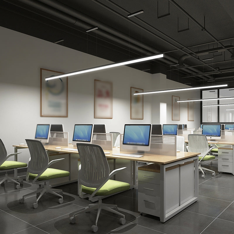 1 Light Linear Island Light Fixture Modernism Metal Island Pendant Lights in Black