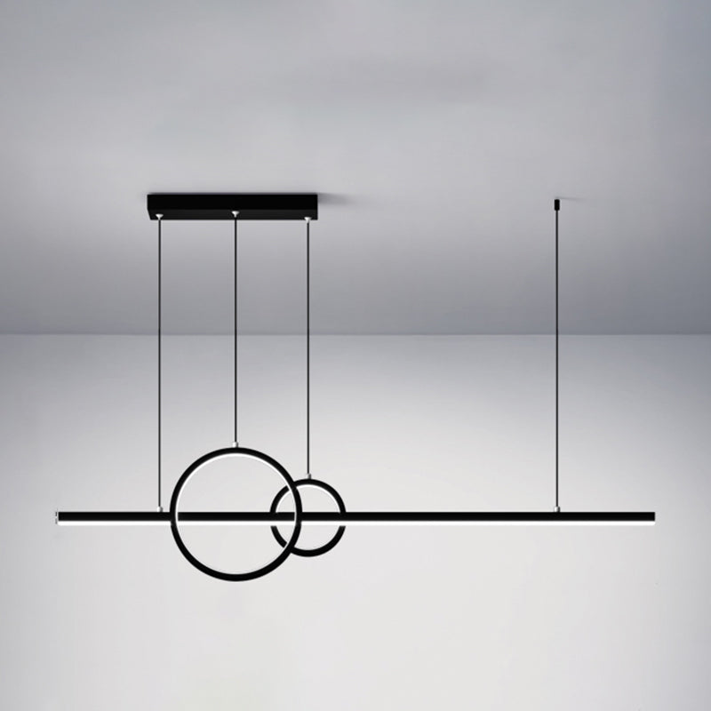 3-Light Geometric Island Light Fixture Modernism Metal Island Pendant Lights in Black