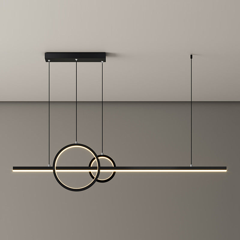 3-Light Geometric Island Light Fixture Modernism Metal Island Pendant Lights in Black