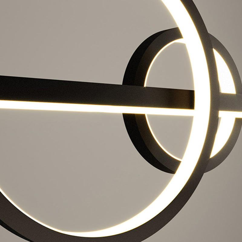 3-Light Geometric Island Light Fixture Modernism Metal Island Pendant Lights in Black